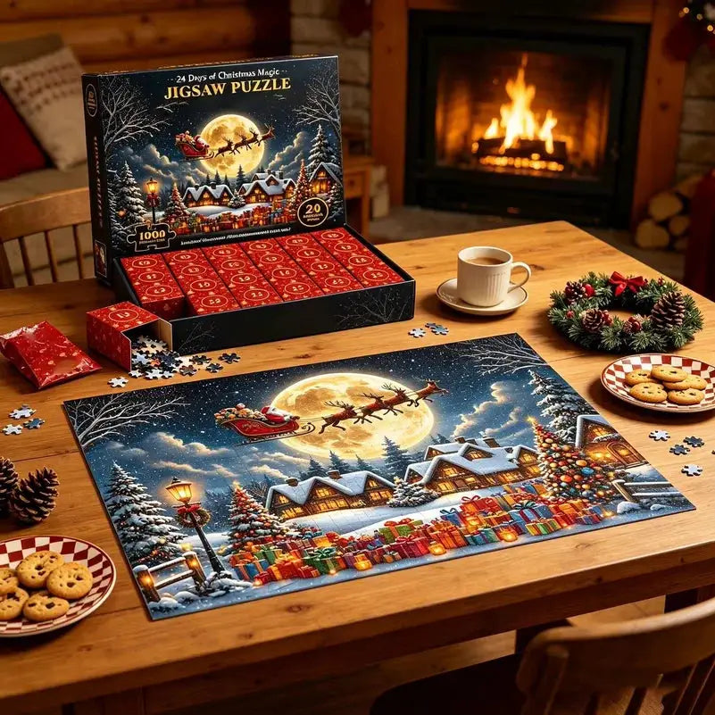 Christmas Advent Jigsaw Puzzle | 1008 Piece | Snow Village | Countdown Game