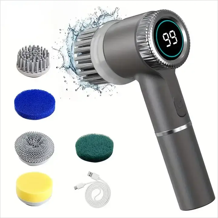 Electric Spin Scrubber | Five Brush Heads | Three Speed | Rechargeable Handheld