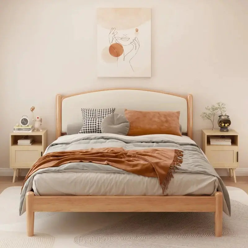 22.83'' Oak Wood Nightstand with Door and Open Shelf, Solid Wood Legs, Compact Bedroom Side Table for Dorm and Small Spaces from PriceLows™