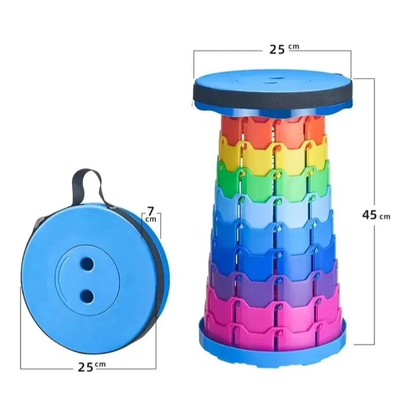 Portable Plastic Folding Chair | Telescopic | Lightweight Outdoor Seat | 25x25x45