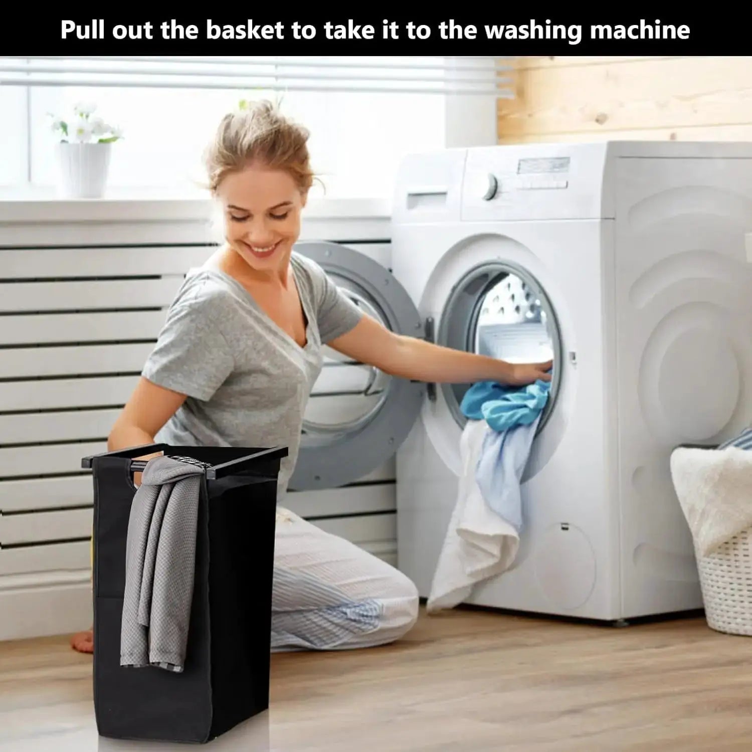 Laundry Basket with Shelf & Pull-Out Removable Bags Metal Frame Washing Basket with Storage Shelf Cloest Storage Organization from PriceLows™