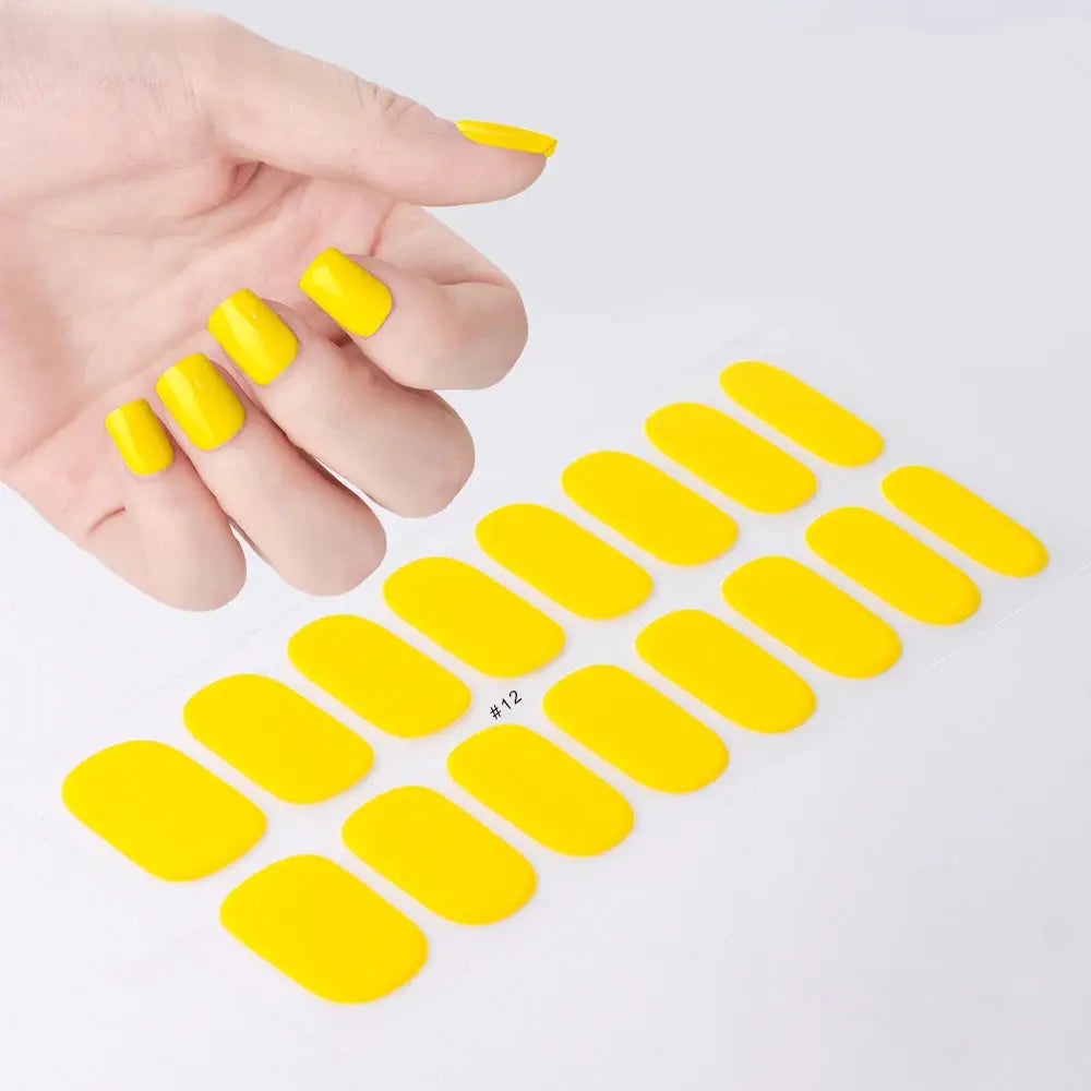 1Pcs Semi-Cured UV Gel Nail Sticker Pure Color Full Cover Waterproof Long-lasting Nail Strips 16Tips DIY Nail Polish Stickers *& from PriceLows™