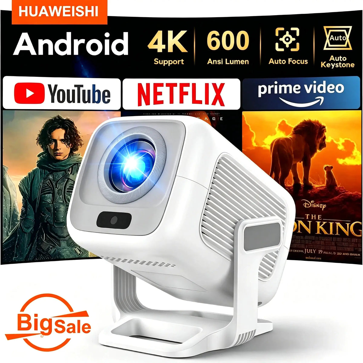Portable Projector | Auto Focus | Bluetooth | 1080P Display