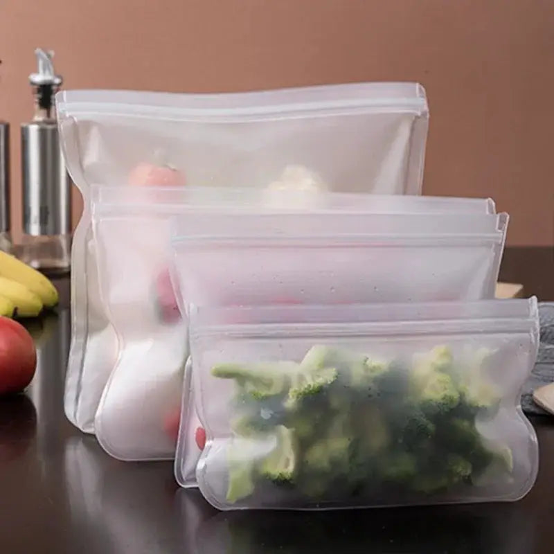 Silicone Food Storage Bags | 5pc Set | Reusable BPA Free | Fruit And Veg Storage