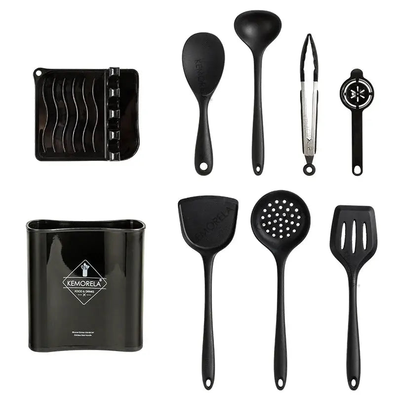 9PCS Silicone Kitchen Utensils Set Non-Stick Cooking For Cookware Silica GelHandle Spatula Egg Grade Kitchen Accessories from PriceLows™