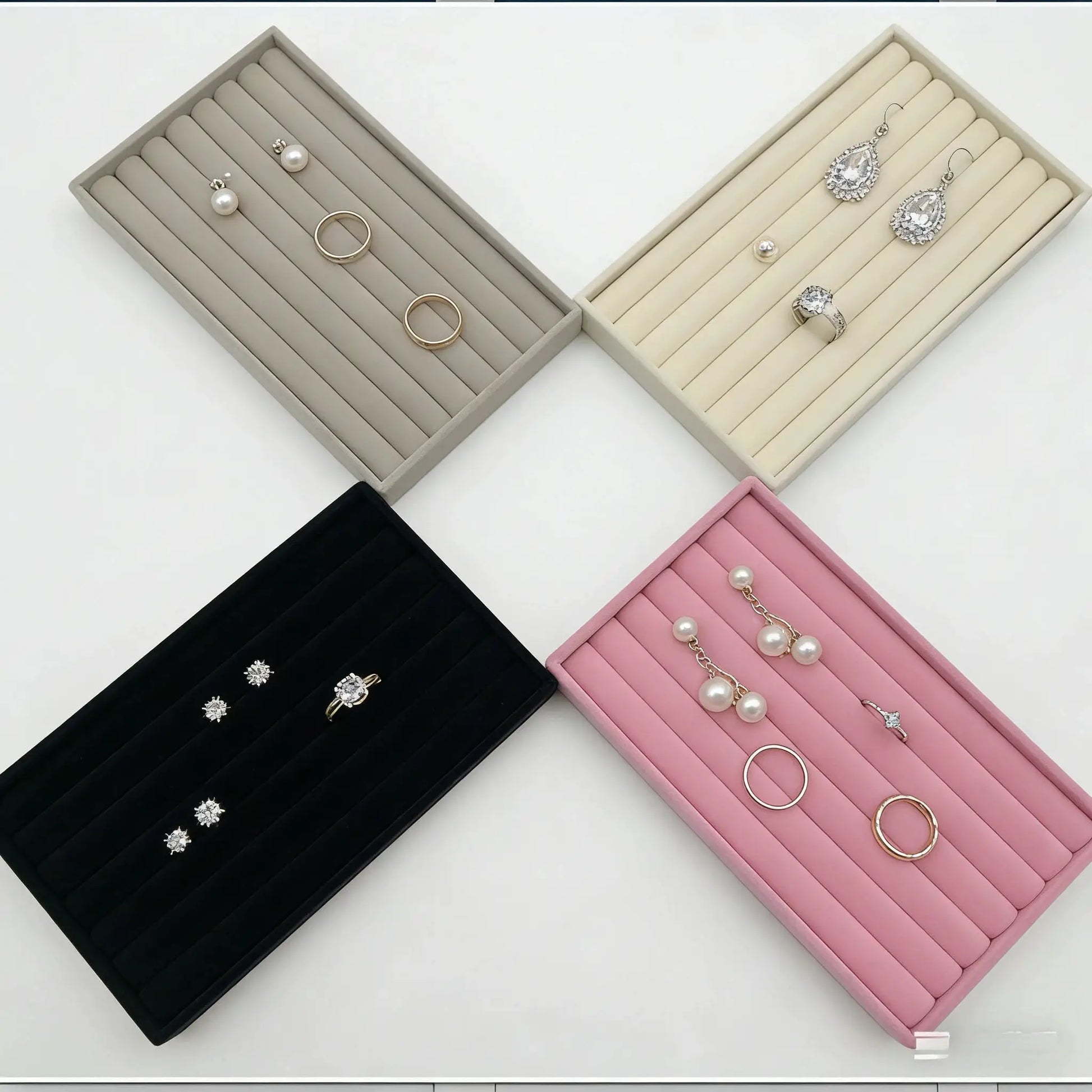 Jewelry Display Jewelry Storage Box Velvet Desktop Organizer Ring Necklace Bracelet from PriceLows™