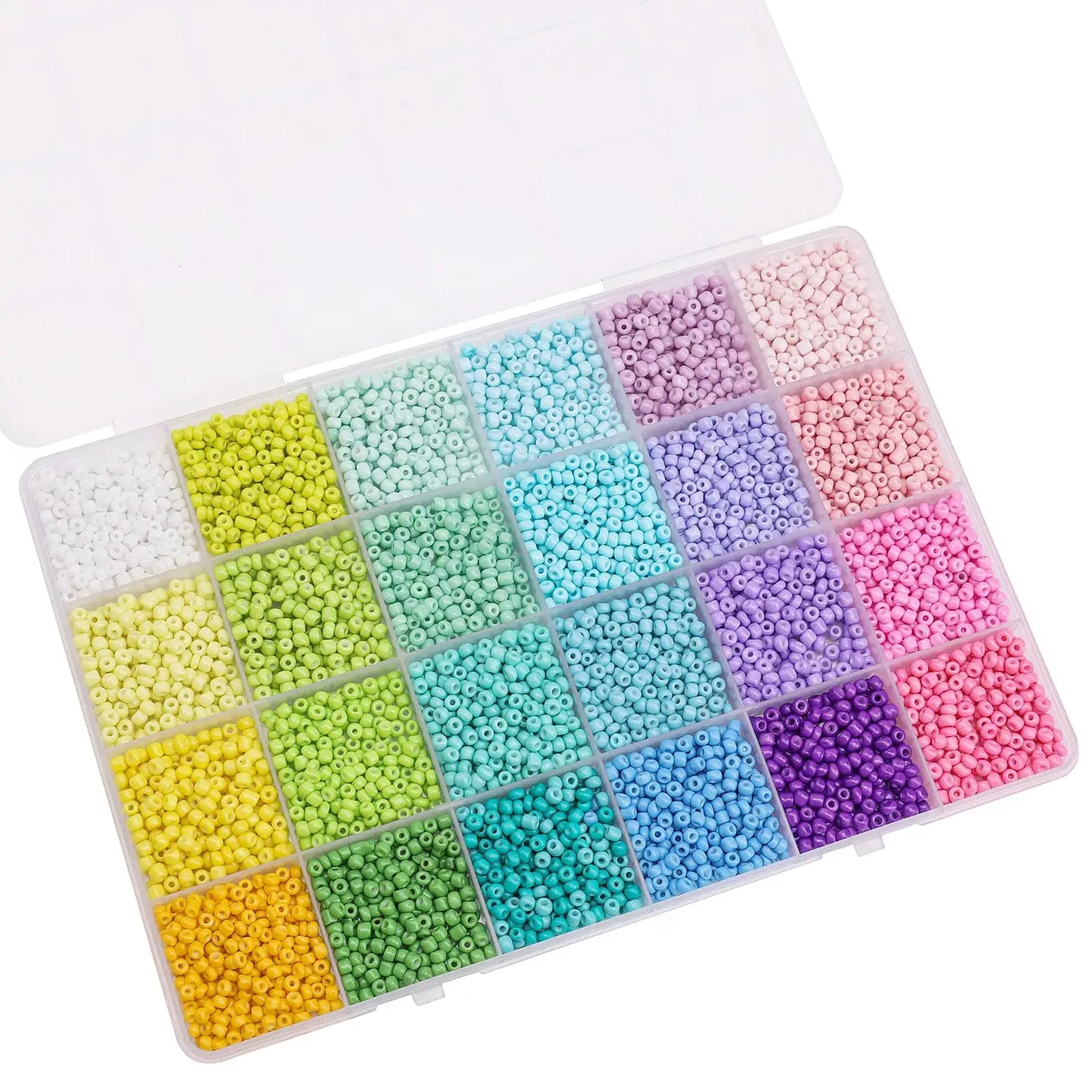Glass Seed Beads Kit | 5200 Pc | 3mm Round | 24 Grid Box