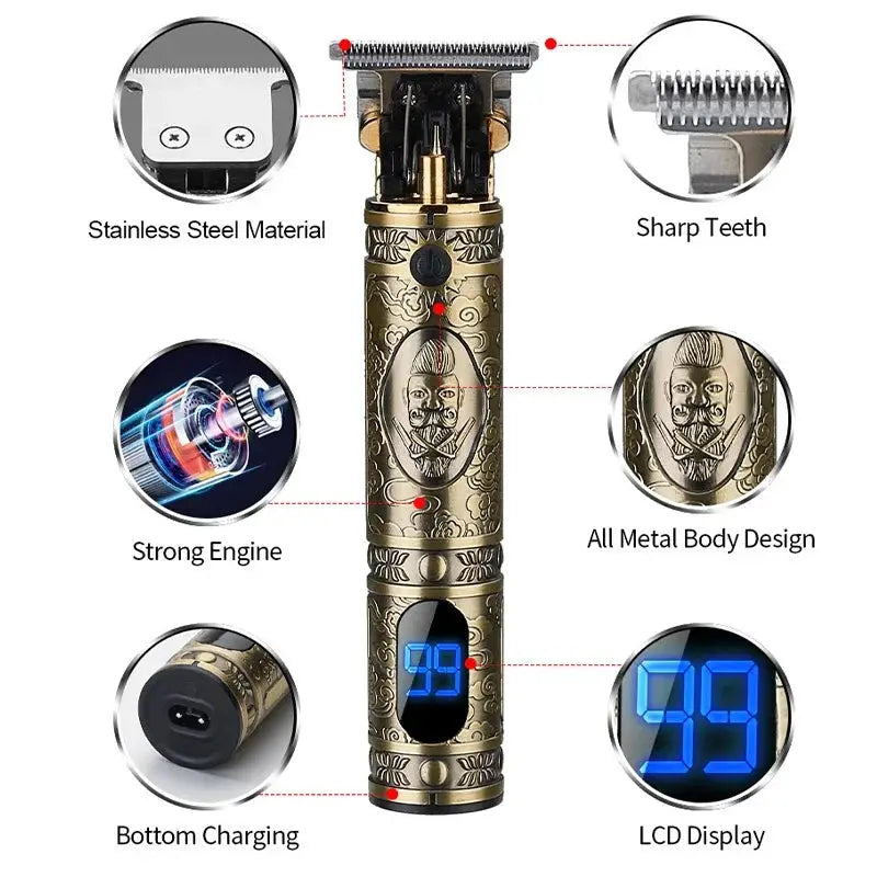 Hair Clipper | USB Rechargeable | Titanium Blade | T9 Model