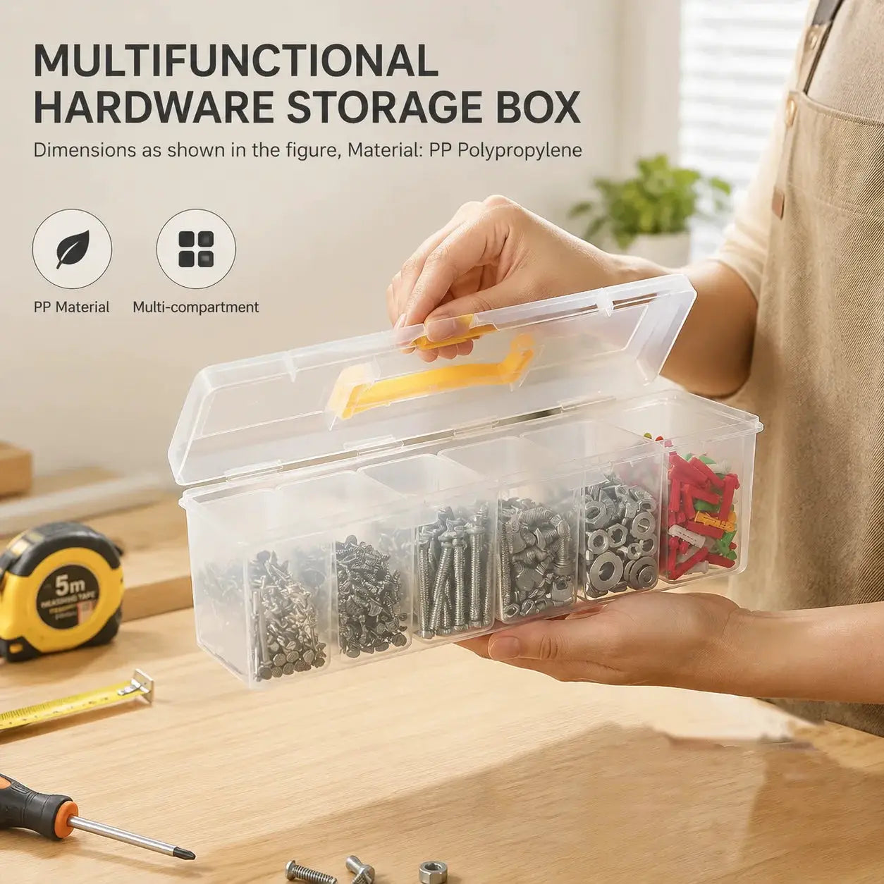 7-in-1 Portable Hardware Storage Box ,6 Detachable Small Bins,Multifunctional Organizer for Screws,Nuts & Household Small Parts from PriceLows™