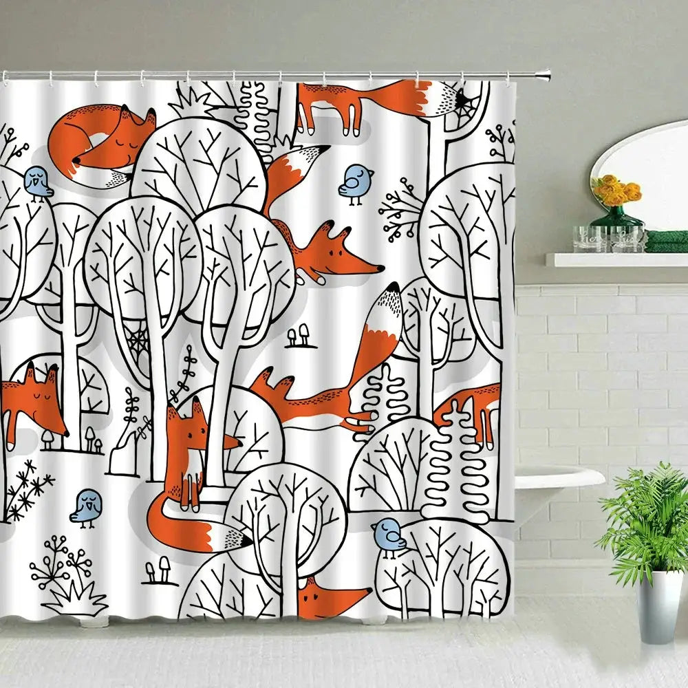 unframed Cat Printed Shower Curtain Color Cartoon Lovely Animal Bear Polyester Fabric Hanging Curtains Bathroom Bathtub Decor wi from PriceLows™