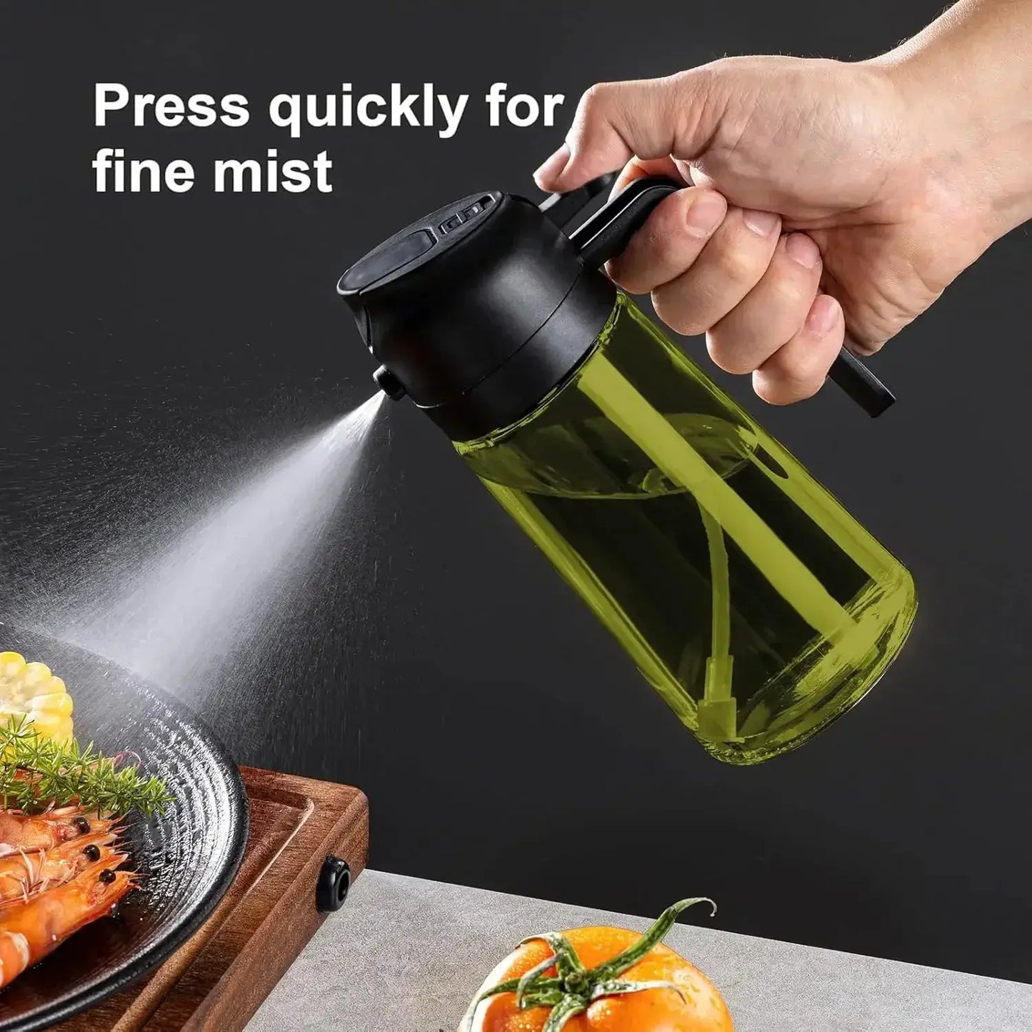 Oil Sprayer | Dark Glass Bottle For Olive Oil | 2 In 1 Function | One Size