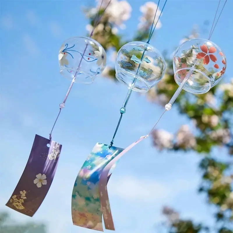 Japanese Sakura Glass Wind Chime Cherry Blossom Wind Bell Korean Kawaii Room Decor Hanging Decor Wind Chimes Outdoor 후우링 from PriceLows™