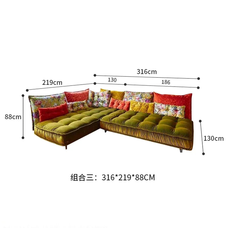 Sofa | Corner Sofa With Velvet Fabric | Modern Light Luxury | XS