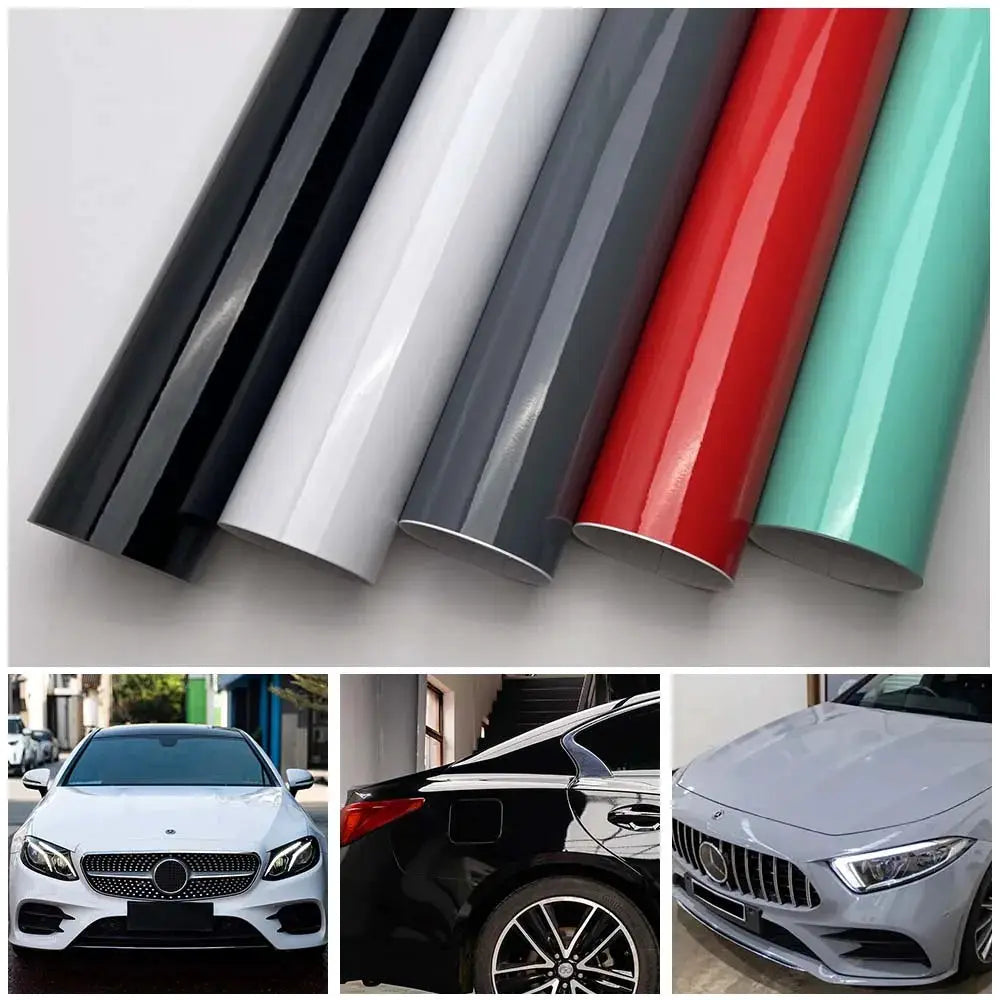 Glossy Vinyl Wrap Film Waterproof Auto Motorcycle Bright Body Wrap Sticker Gloss Wrap Film Black White Car Self-adhesive Sticker from PriceLows™