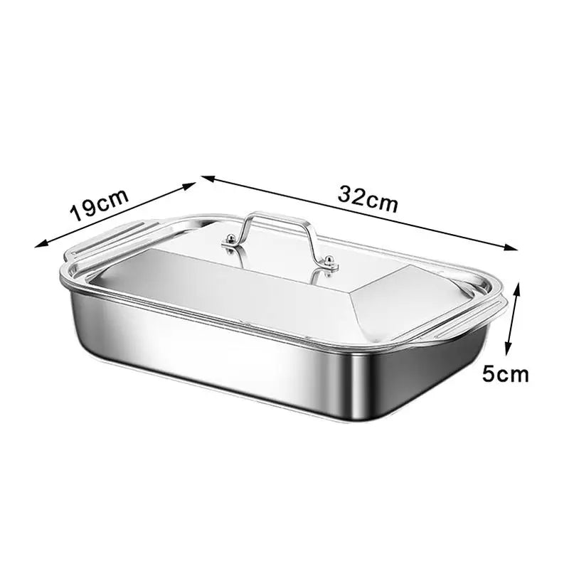 Baking Pan | Stainless Steel | Oven Safe With Sealed Lid | Dishwasher Safe