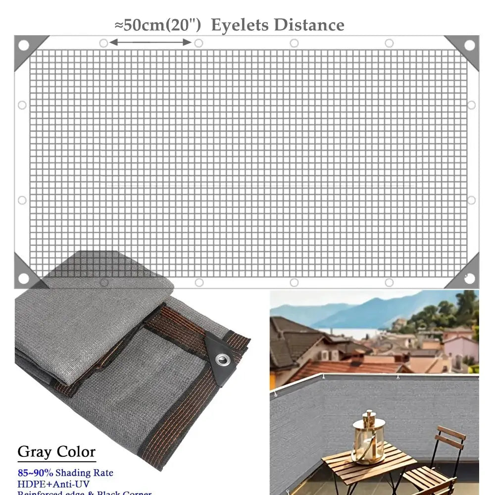 Balcony Privacy Screen | Beige White Stripe | Custom Sizes | Sunshade Net