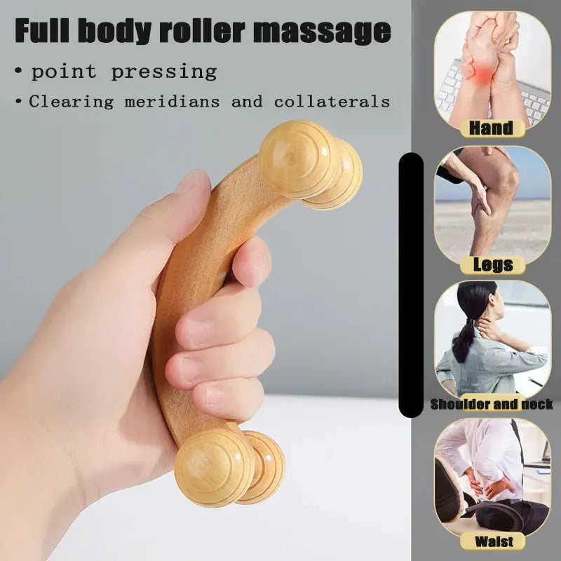 Wooden Body Roller | Manual Massager | Neck Back Legs Face