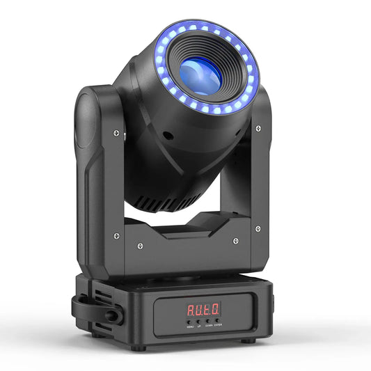 U'King 120W Focusing Moving Head Light DMX Stage Light with Halo Strip 7Gobos 7Colors 3Prisms RGBW LED Spotlight for DJ Disco from PriceLows™