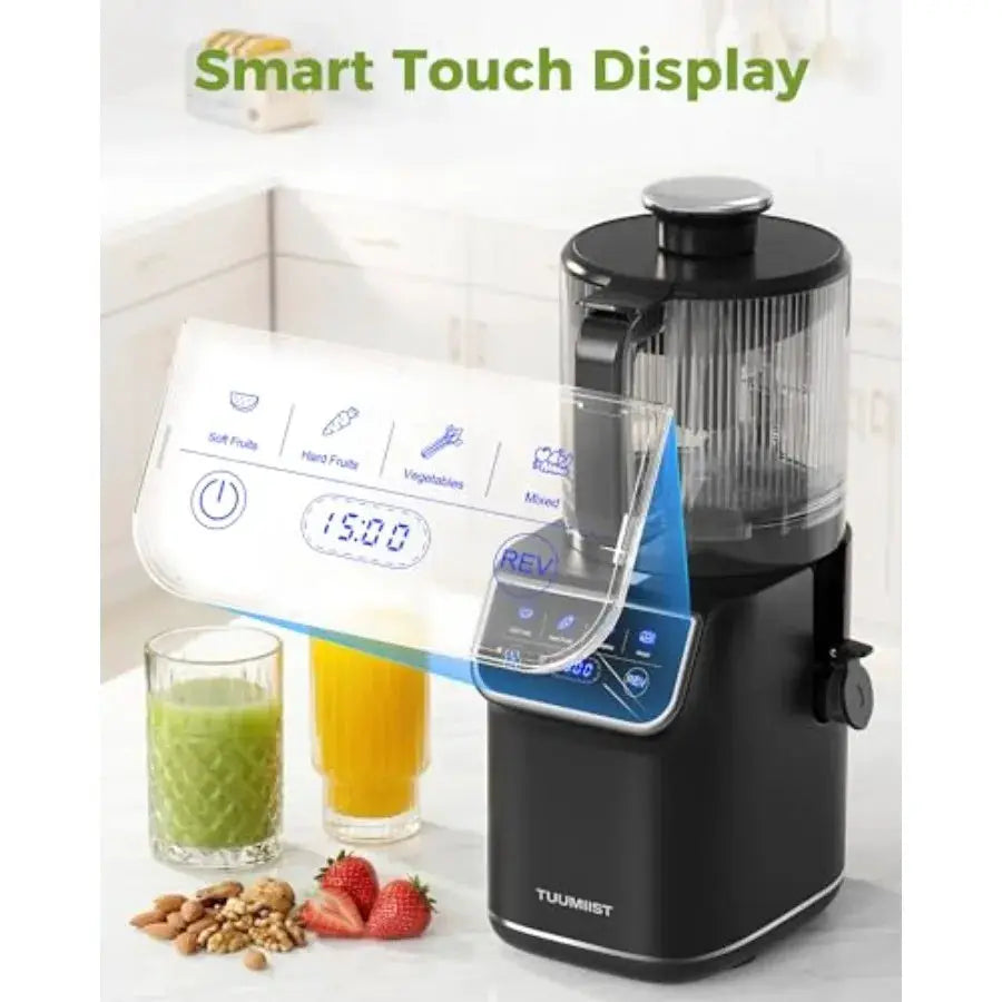 3-in-1 Cold Press Juicer Machine for Home Kitchen, Stainless Steel Black, Smart Touch Control with Wide 6.5 Chute, High Yield E from PriceLows™