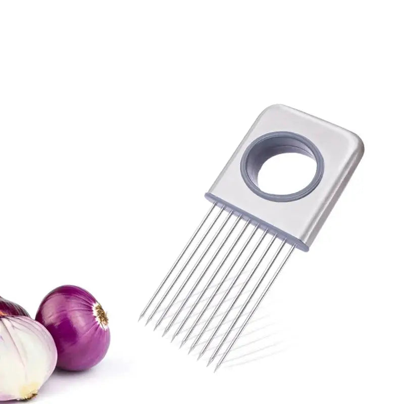 Vegetable Fruit Cutter Kitchen Supplies Food Slice Assistant Onion Holder Stainless Steel Tomato Chopper from PriceLows™