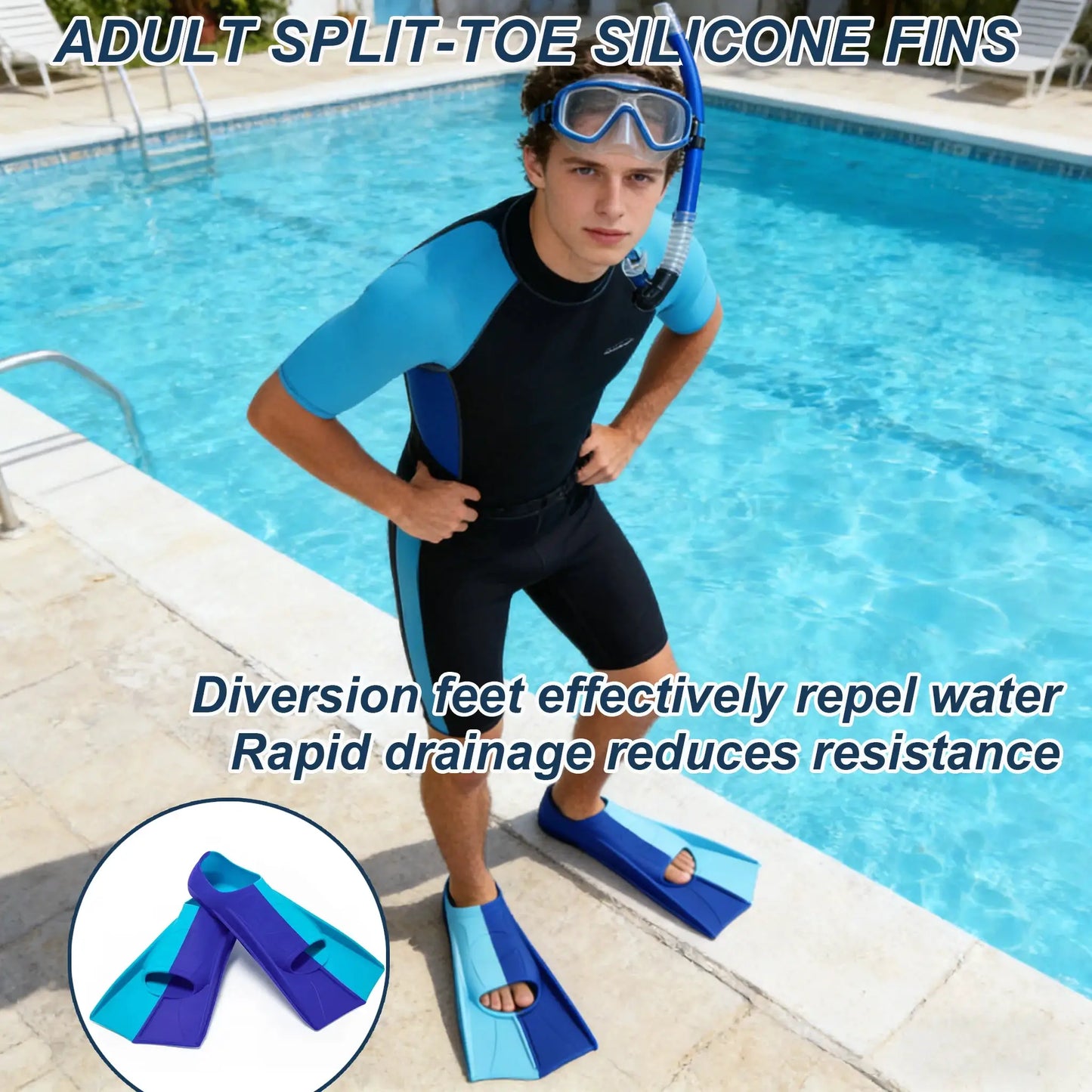 Silicone Fins Split Flipper Children Adults Youth Snorkeling Swim Short Fins Pool Training Kids Girls Boys Beginners Multisize from PriceLows™