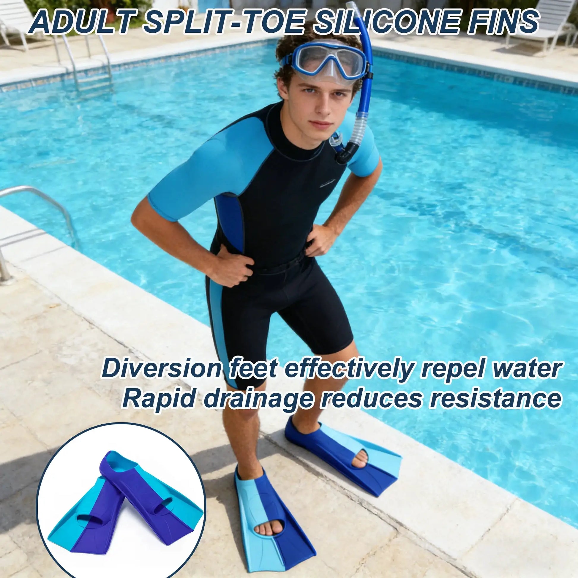 Silicone Fins Split Flipper Children Adults Youth Snorkeling Swim Short Fins Pool Training Kids Girls Boys Beginners Multisize from PriceLows™