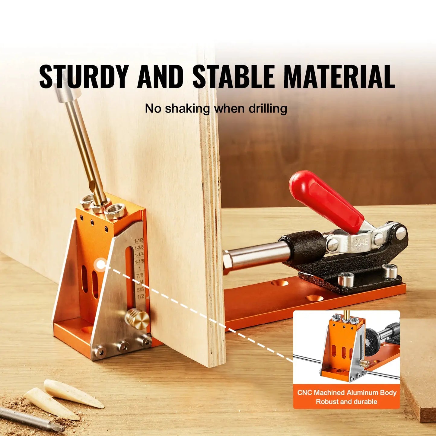 SucceBuy 30 Pcs Pocket Hole Jig Kit Adjustable & Easy to Use Pocket Hole Jig System with Step Drills Wrenches Drill Stop Rings from PriceLows™