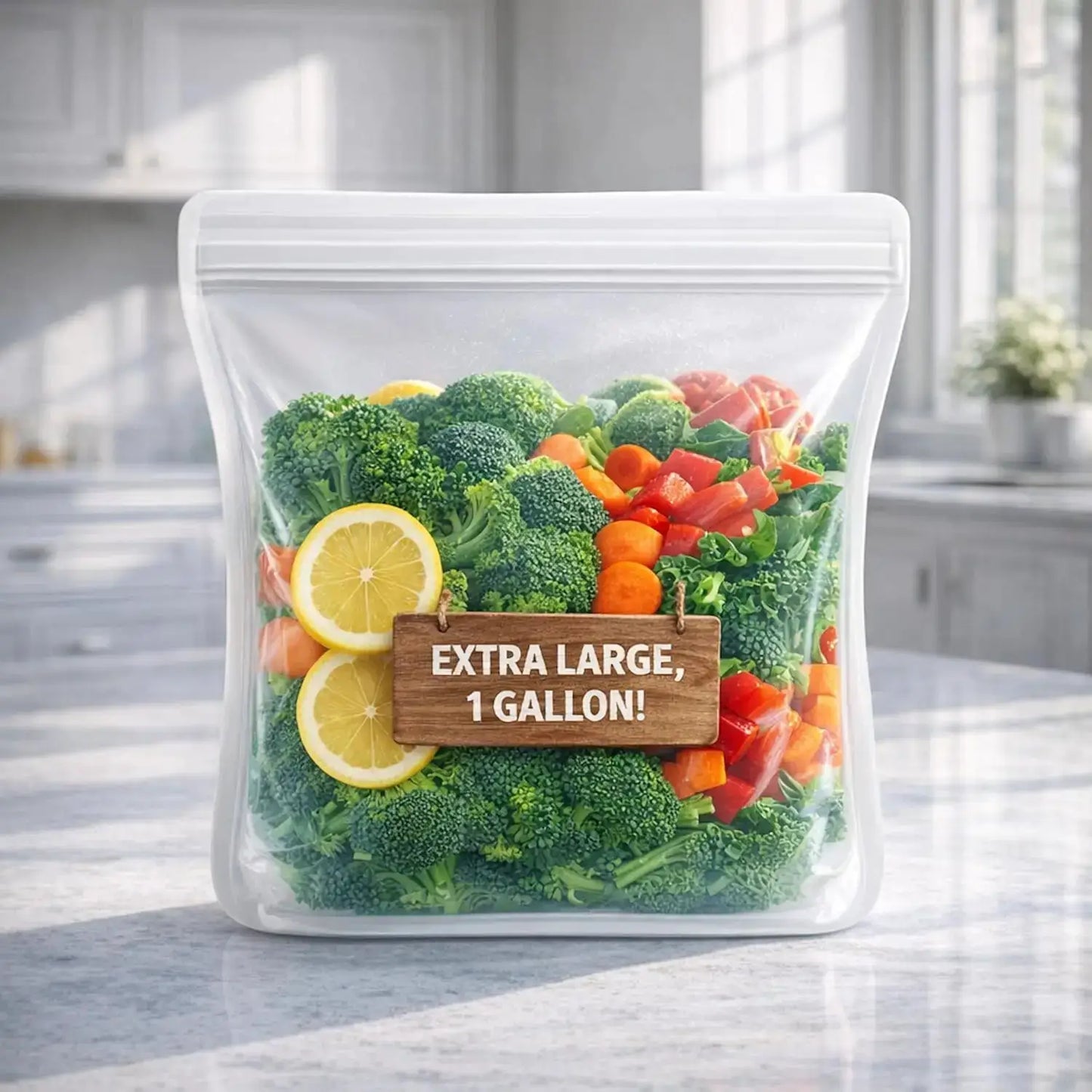 Reusable Silicone Food Storage Bag | 1 Gallon Capacity | Airtight | XXL