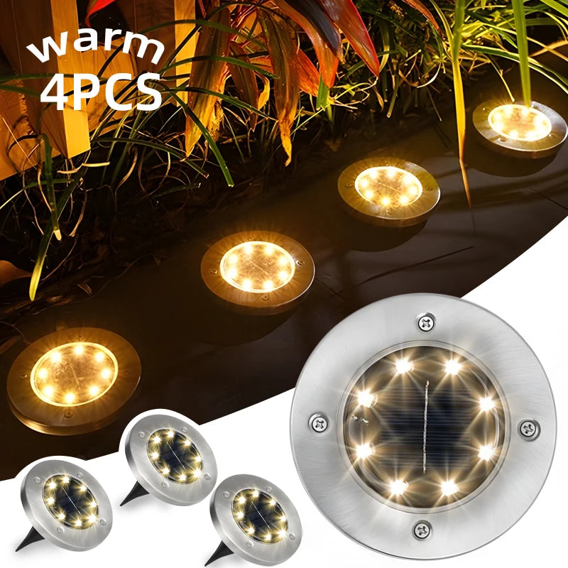 1-8 Packs Solar 8LED Ground Lights Decorative for Outdoor Illumination Stainless Steel Street Lamps For Courtyards Gardens Paths from PriceLows™