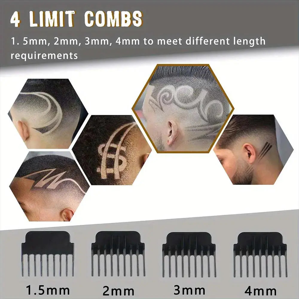 Hair Clipper | LCD Display | USB Rechargeable | 4 Guide Combs Included