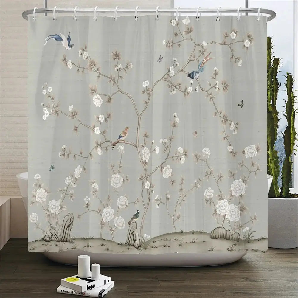 Chinese Style Flower and Birds Tree Shower Curtains Bath Curtain Waterproof Bathroom Decor With Hooks 3d Printing Bath Curtain from PriceLows™