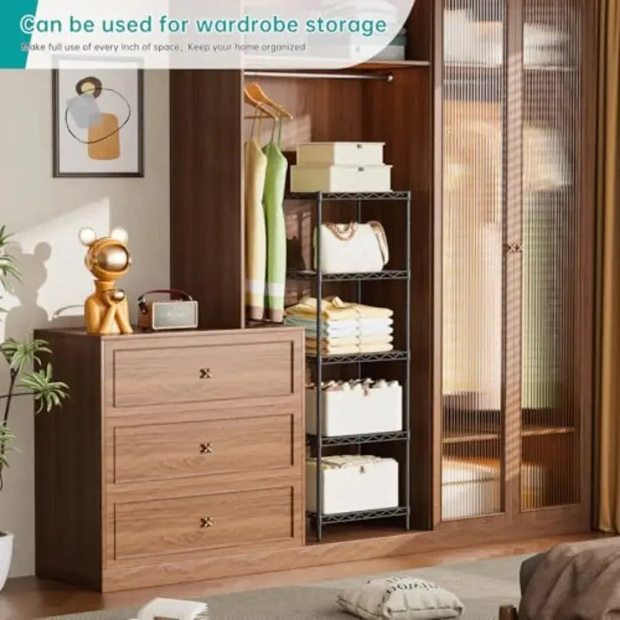 Shelf Closet Wire Shelving Adjustable Metal Unit for Laundry Room Organization Bathroom Kitchen Home Storage with Wheels Small from PriceLows™