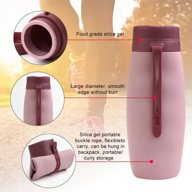 600ml Foldable Water Bottles Soft Flask Sports Drinking Water Bag Collapsible Portable Outdoor Running Camping Travel BPA Free from PriceLows™