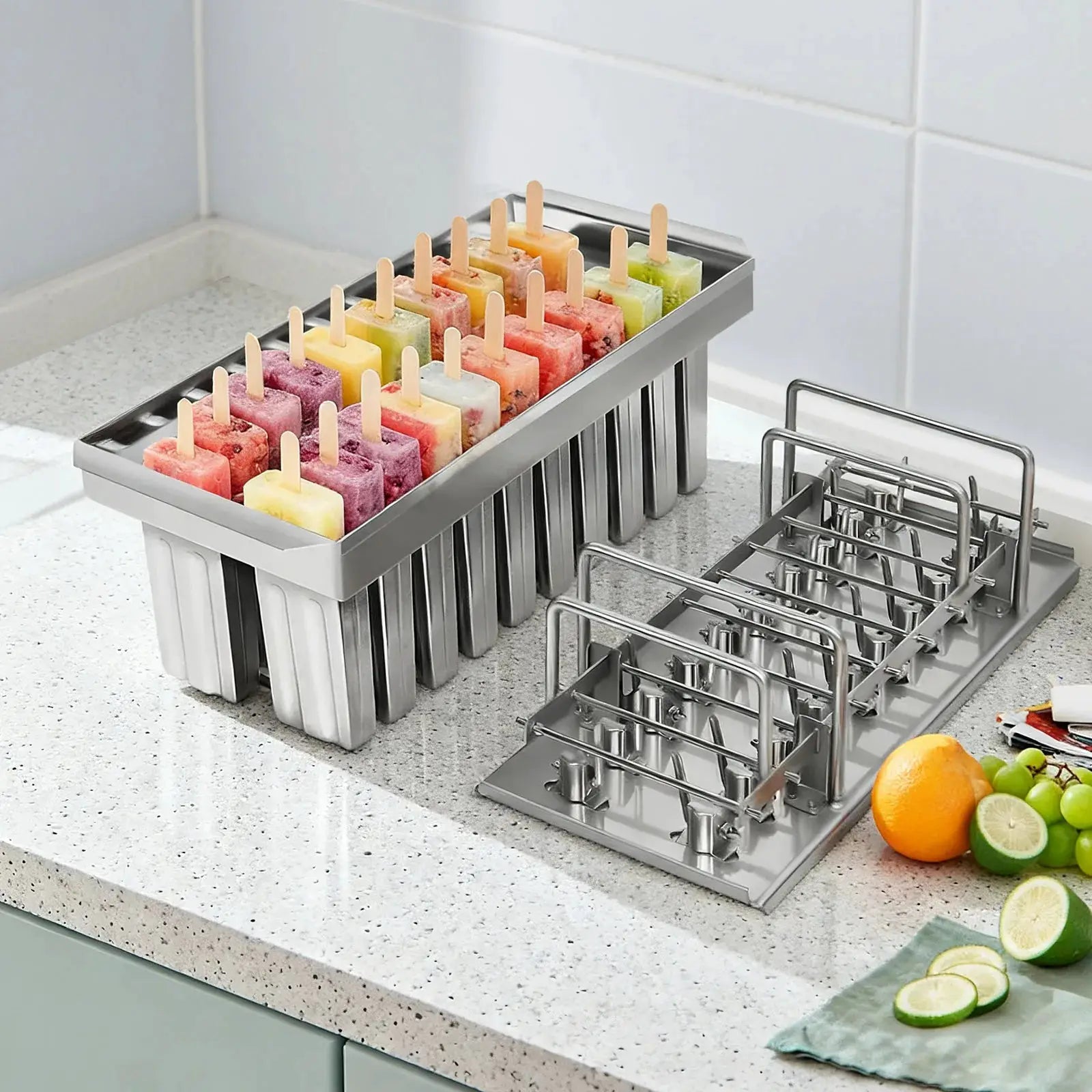 20 Cavities Stainless Steel Ice Cream Mold Set Homemade Popsicle Maker Fast Freezing DIY Ice Cream Molds for Home Kitchen from PriceLows™
