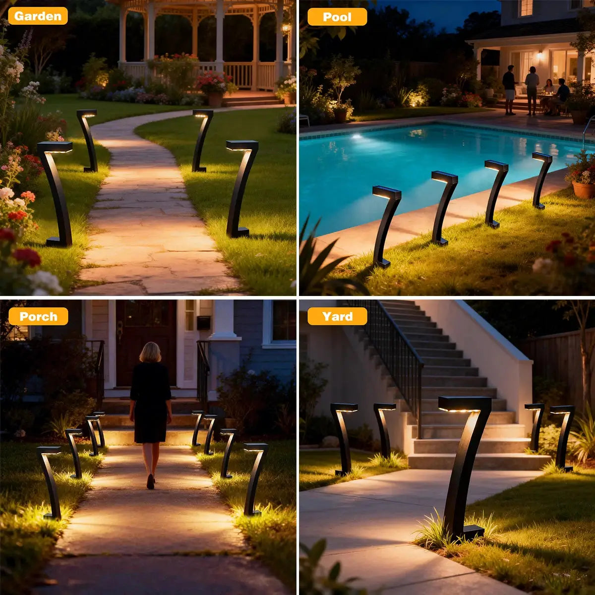 Solar Lights 7-Shape for Garden Lawn IP65 Waterproof Pathway Landscape Lighting 6 LED Auto Dusk to Dawn Solar Ground Light from PriceLows™