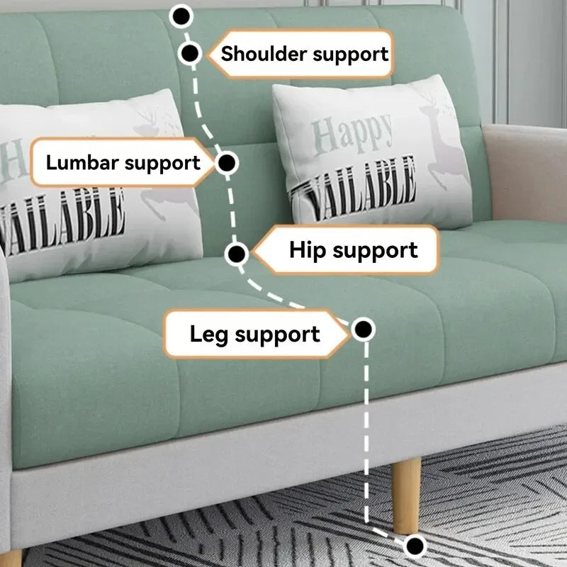 Sofa Bed | Foldable Dual-Purpose | Wood Frame | 3-Seater