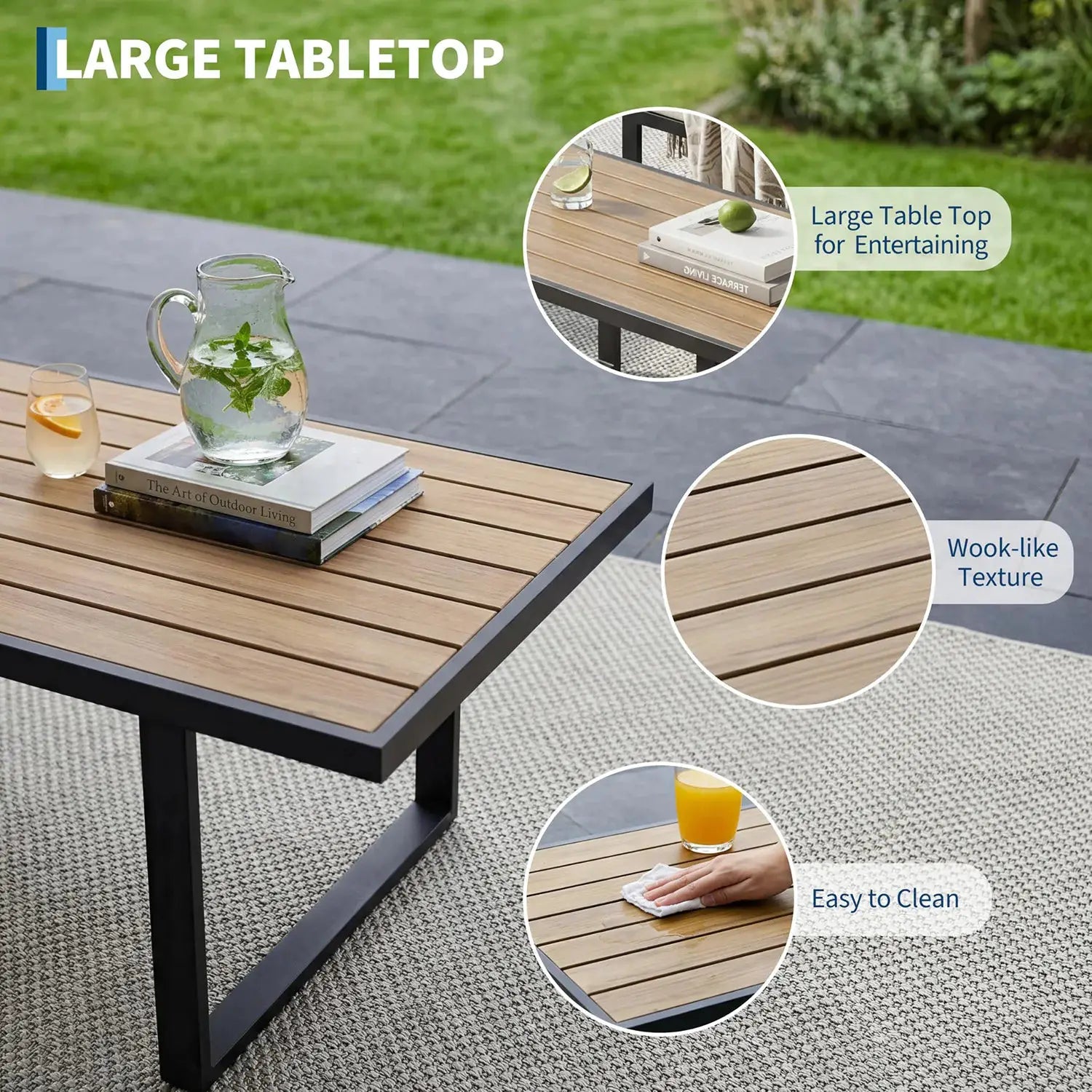 Modern 4-Piece Patio Furniture Set Outdoor Conversation Sectional Sofa With Coffee Table Thick Washable Cushions For Lawn Deck from PriceLows™
