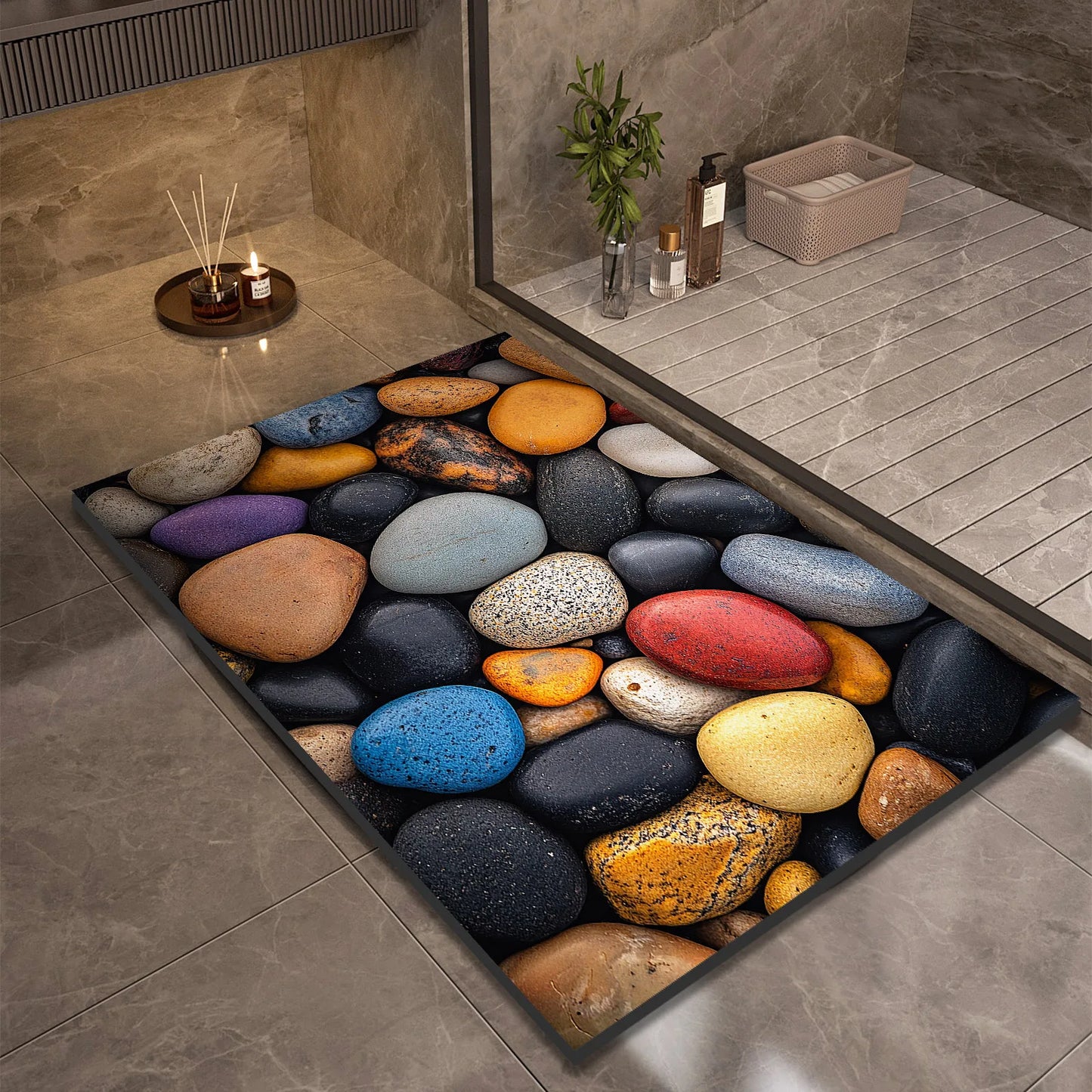 Stone Design Diatomite Bath Mat Bathroom Non-slip Shower Foot Mats Absorbent Quick Dry Toilet Rugs Carpet Doormat Washable from PriceLows™