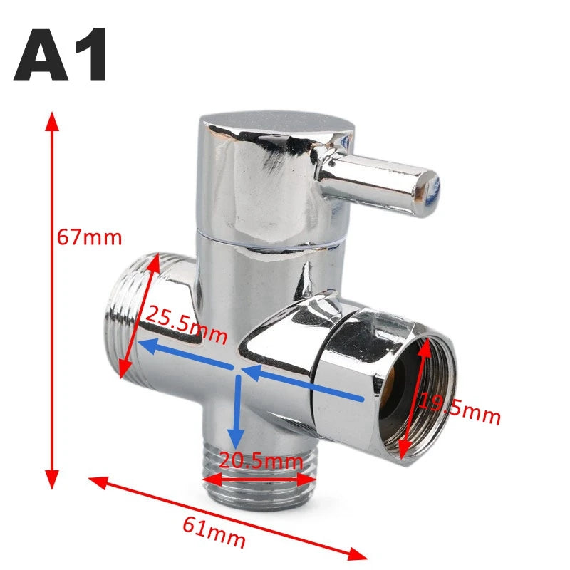 Shower Diverter Valve | 3-Way Brass | G1/2 G3/4 Threads | Shower Arm Adapter