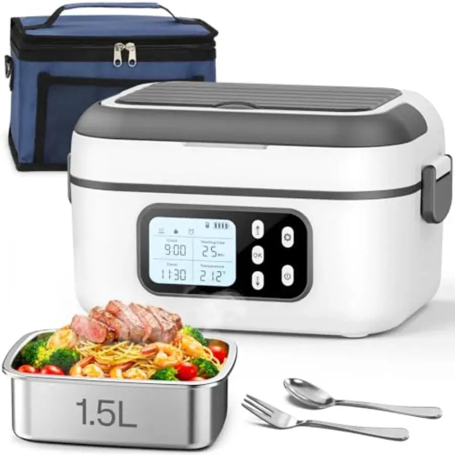 Cordless Heated Electric Lunch Box for Adults with Automatic Heating, 100W Portable Food Warmer Battery Powered with Scheduled from PriceLows™