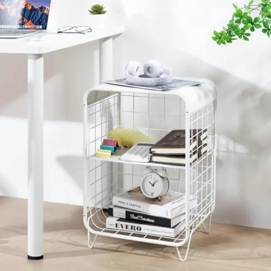 Cute Nightstand, Metal Side Table, 3 Tier End Table with Storage, Vintage Bedside Table, Girls Bedroom Furniture, Coffee Table from PriceLows™