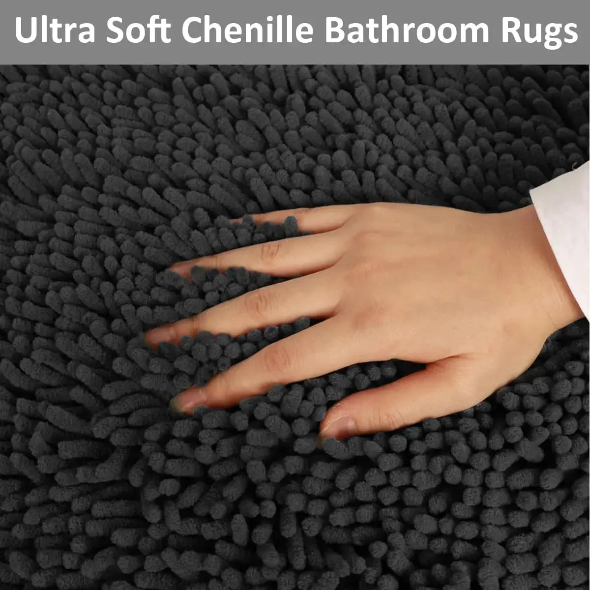 Non Slip 3 Piece Bath Mat Set - Washable Chenille Bathroom Rugs with PVC Backing, Absorbent Bath Mats for Bathroom, Kitchen, Tub from PriceLows™
