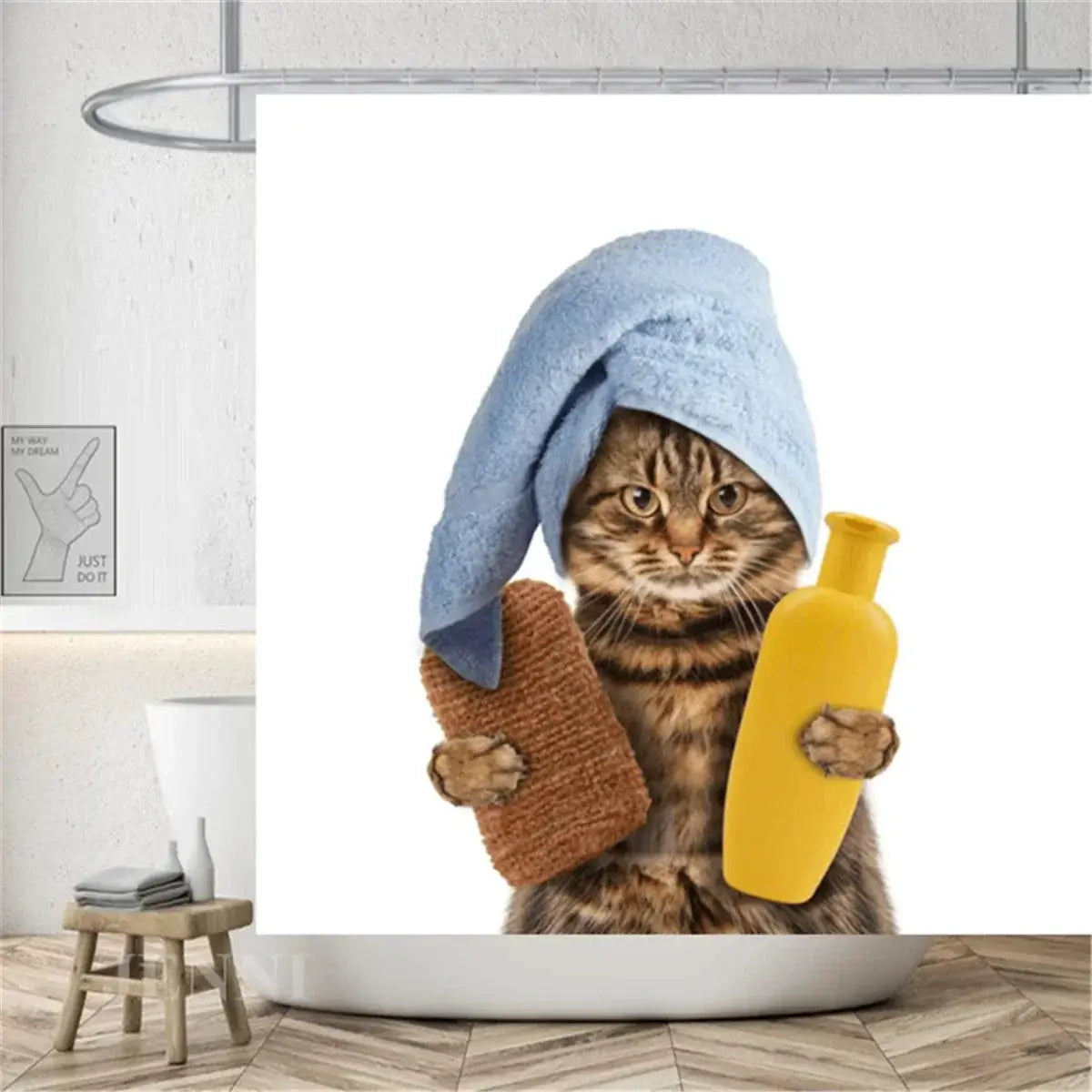 Funny Shower Curtains Bathroom Curtain With Hooks Decor Waterproof Cute Cat Dinosaur Bath Polyester Fabric 3D Cortinas De Ducha from PriceLows™