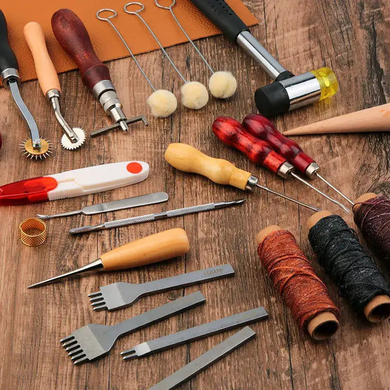 Leather Craft Tool Kit Leather Hand Sewing Repair Kit Stitching Punch Carving Work Groover Set DIY Tool Set Professional from PriceLows™