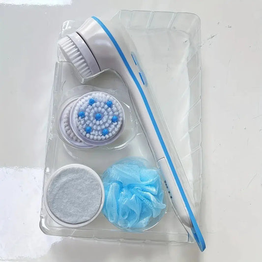 Electric Bath Brush | Long Handle | 3 Replaceable Heads | Shower Back Scrub Set