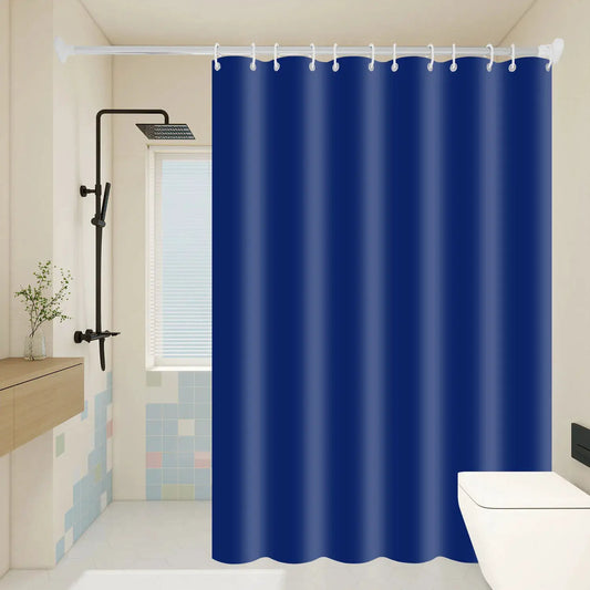 1pc Navy Blue Shower Curtain solid color waterproof PEVA luxury bathroom decor from PriceLows™