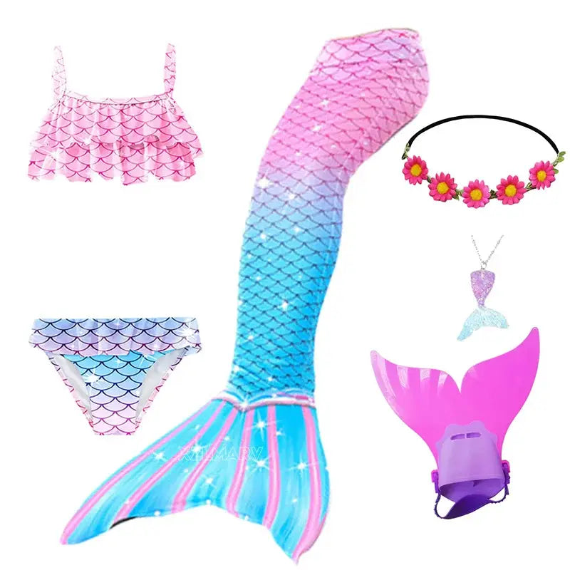 Mermaid Costume for Girl Mermaid Tail for Swimming Can Add Monofin Fin Girls Ariel Mermaid Costumes Cosplay Birthday Gift from PriceLows™