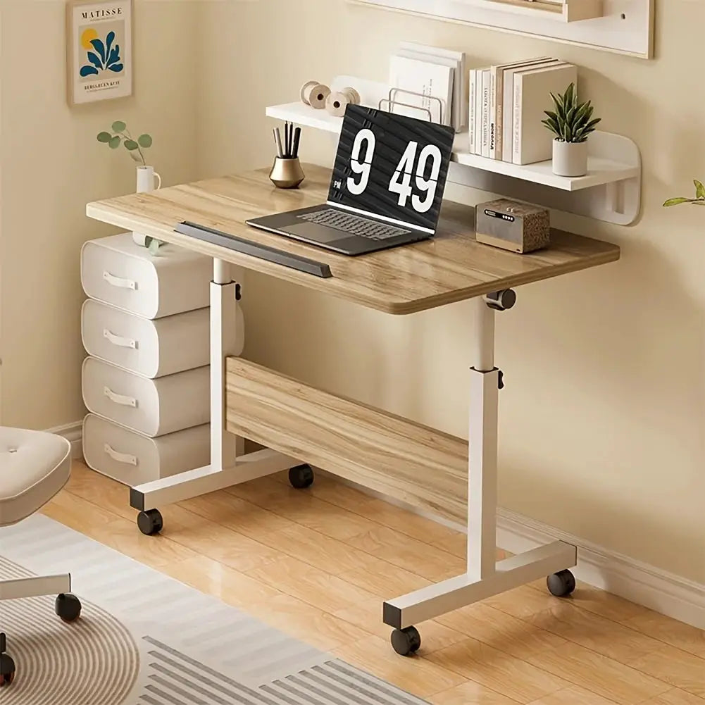 Adjustable Height Mobile Standing Desk - Small Rolling Stand Up Desk with Wheels, 80x40cm Home Office Workstation from PriceLows™