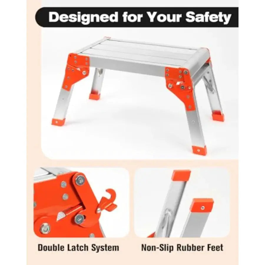 Foldable RV Step Stool with Rubber Feet Heavy Duty Aluminum Work Platform for RV Entry Trailer Camper Fishing and Outdoors from PriceLows™