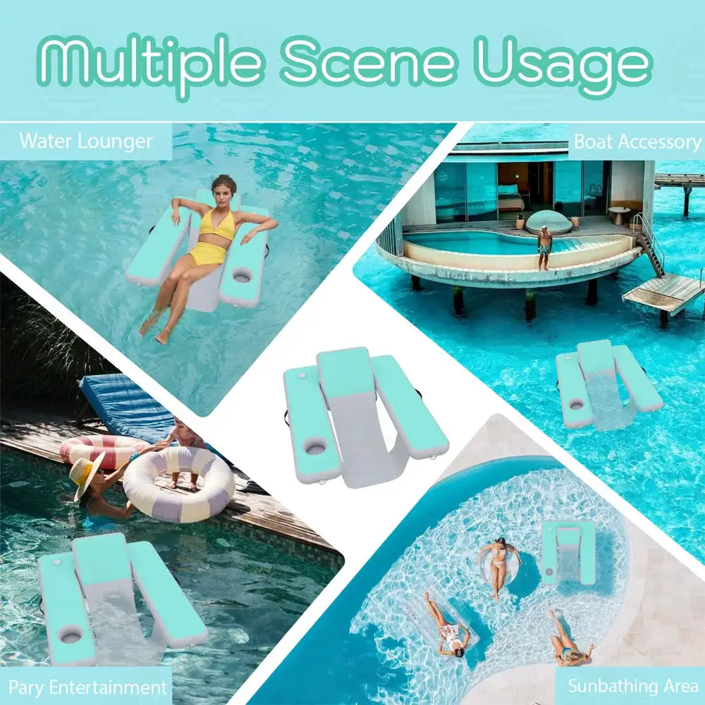 Inflatable Pool Float Lounger | Cup Holder | Backrest | Blue